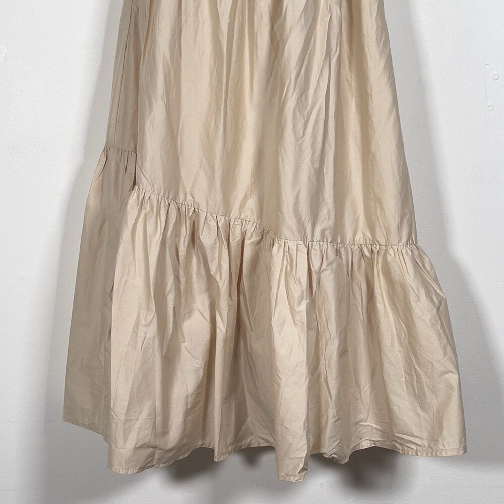 Mable Ava One Shoulder Tiered Maxi Dress Womens Sz L Cream Sleeveless - Picture 7 of 16